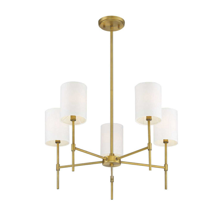 Meridian - M10067NB - Five Light Chandelier - Mchan - Natural Brass