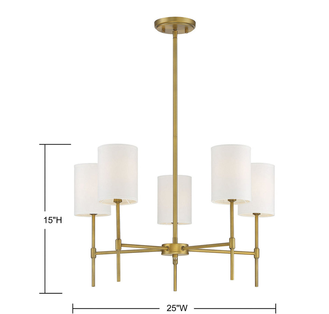 Meridian - M10067NB - Five Light Chandelier - Mchan - Natural Brass