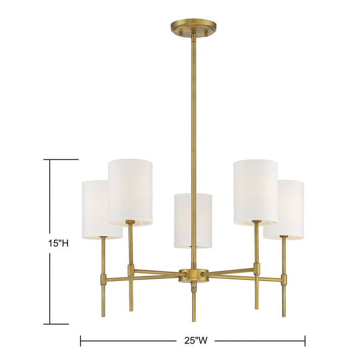 Meridian - M10067NB - Five Light Chandelier - Mchan - Natural Brass