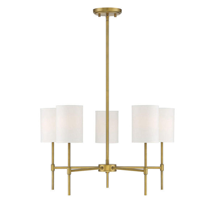Meridian - M10067NB - Five Light Chandelier - Mchan - Natural Brass
