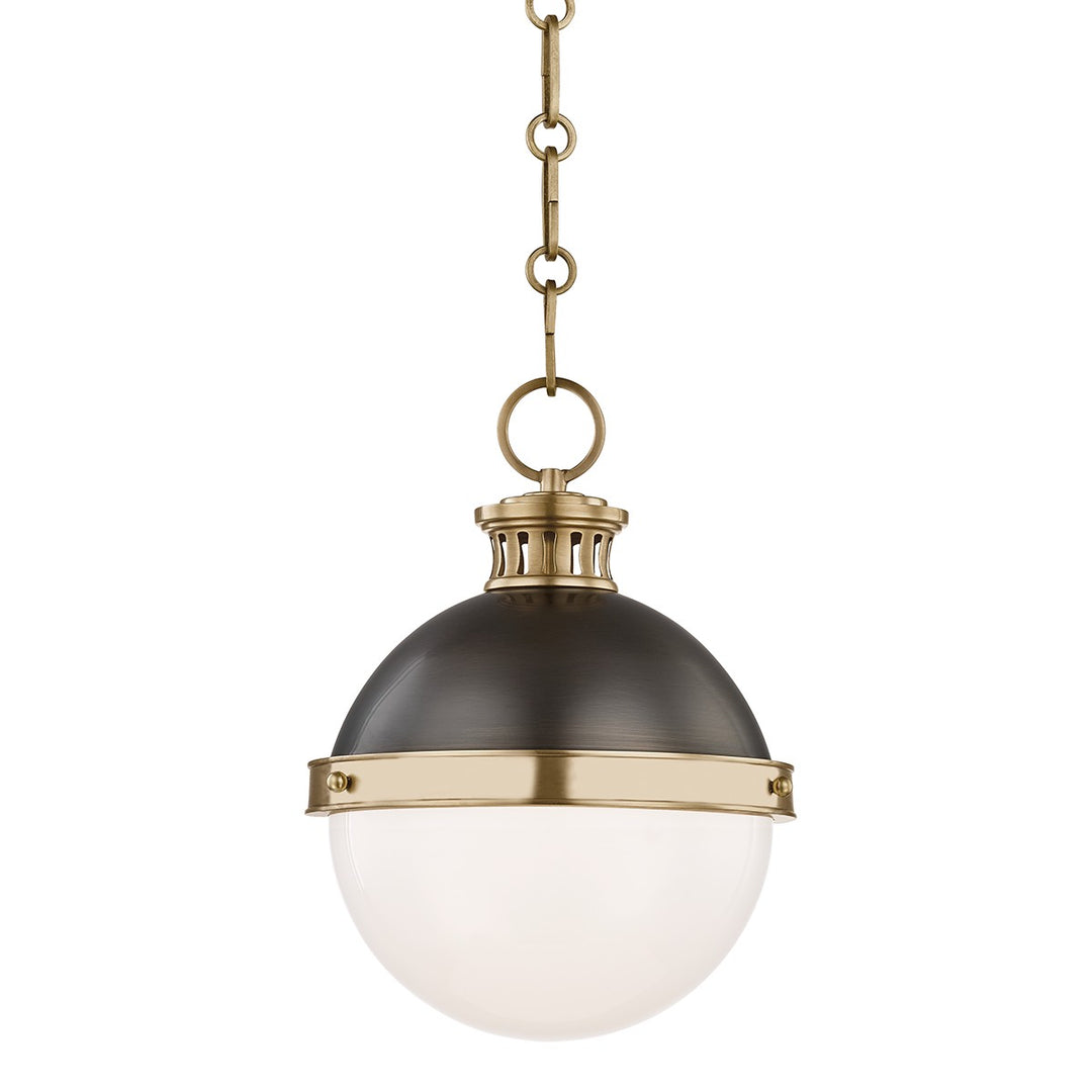 Latham One Light Pendant in Aged/Antique Distressed Bronze - available from The Lighting Shoppe, trusted by Canadian homeowners