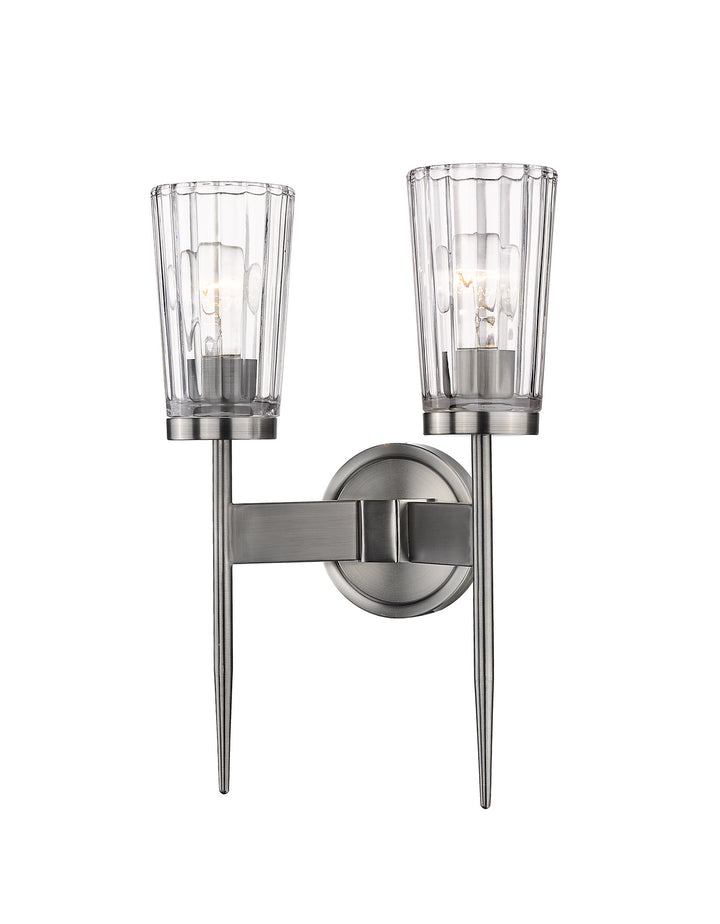 Flair Two Light Wall Sconce in Antique Nickel - available from The Lighting Shoppe, trusted by Canadian homeowners