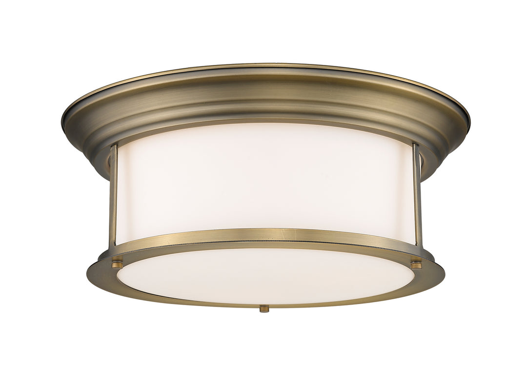 Sonna Three Light Flush Mount in Heritage Brass - available from The Lighting Shoppe, trusted by Canadian homeowners
