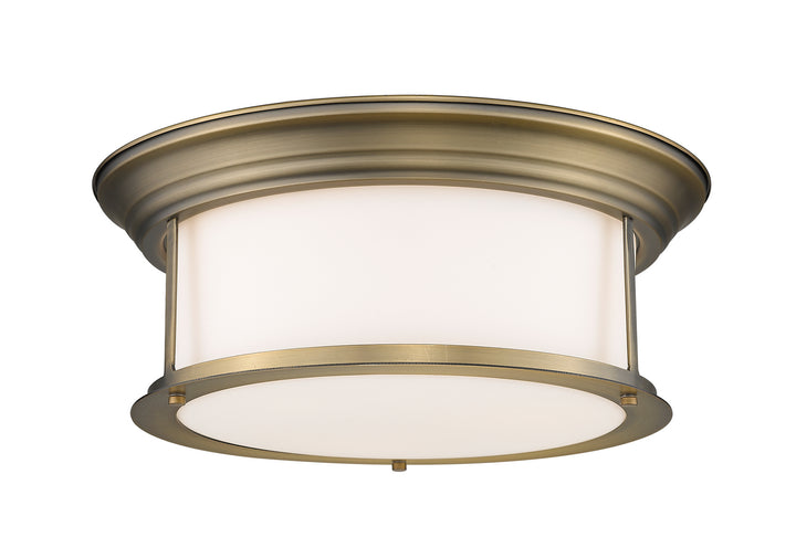 Sonna Three Light Flush Mount in Heritage Brass - available from The Lighting Shoppe, trusted by Canadian homeowners
