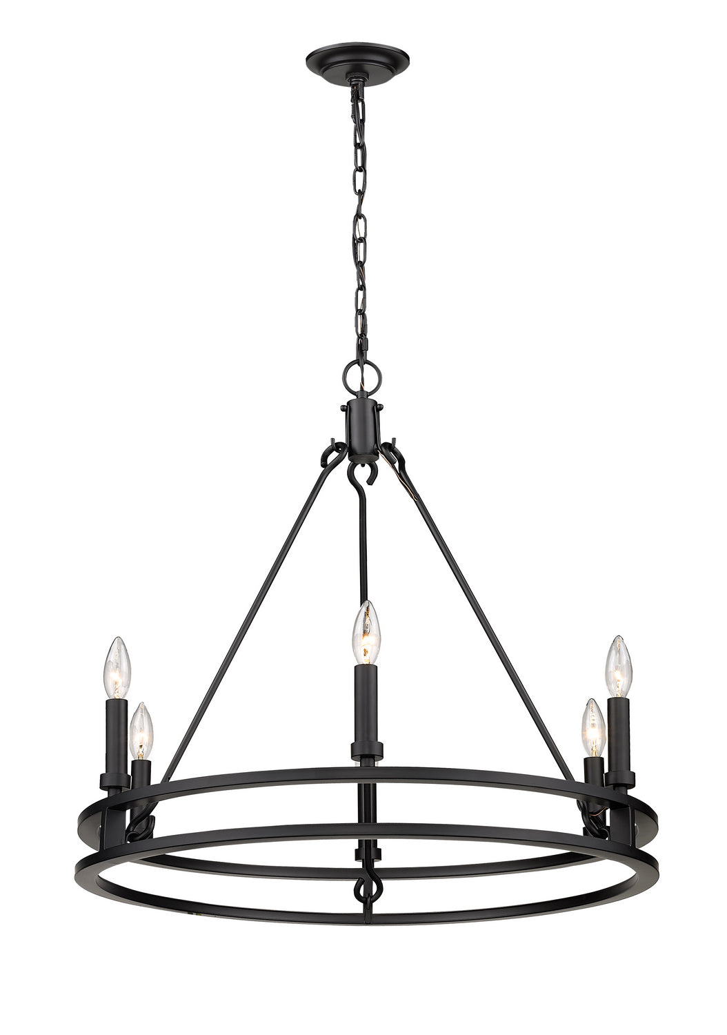 Dennison Six Light Chandelier in Matte Black - available from The Lighting Shoppe, trusted by Canadian homeowners