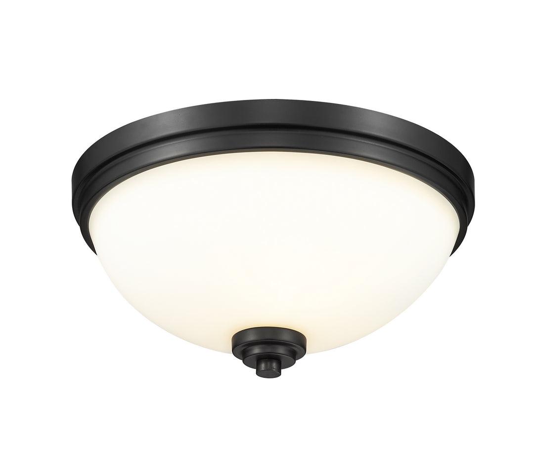Ashton Three Light Flush Mount in Matte Black - available from The Lighting Shoppe, trusted by Canadian homeowners