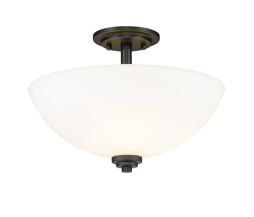 Ashton Three Light Semi Flush Mount in Matte Black - available from The Lighting Shoppe, trusted by Canadian homeowners