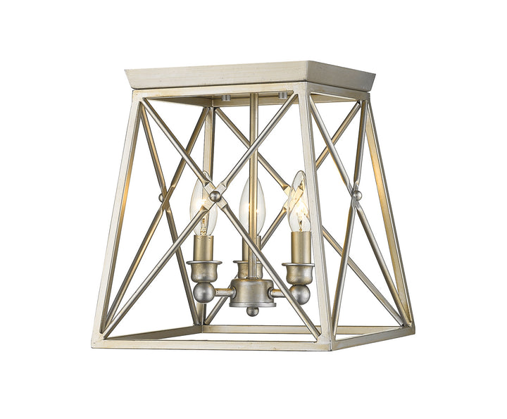 Trestle Three Light Flush Mount in Antique Silver - available from The Lighting Shoppe, trusted by Canadian homeowners
