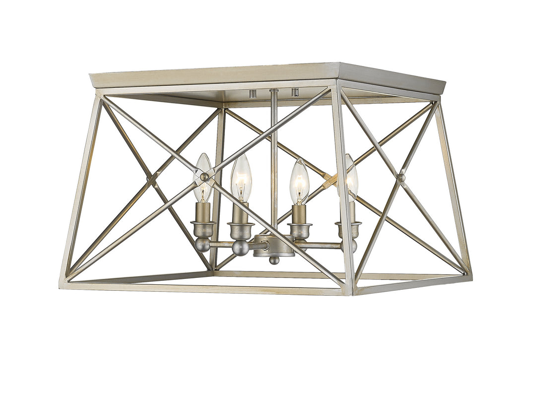 Trestle Four Light Flush Mount in Antique Silver - available from The Lighting Shoppe, trusted by Canadian homeowners