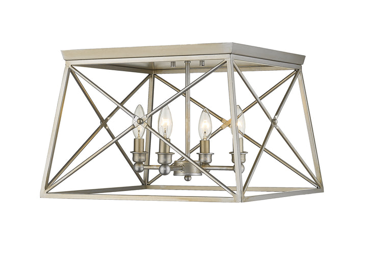 Trestle Four Light Flush Mount in Antique Silver - available from The Lighting Shoppe, trusted by Canadian homeowners