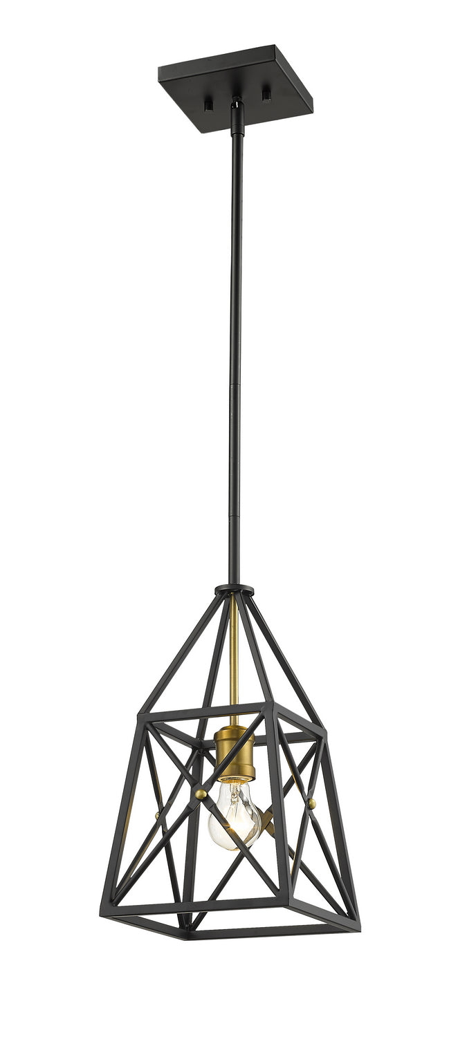 Trestle One Light Pendant in Matte Black + Olde Brass - available from The Lighting Shoppe, trusted by Canadian homeowners