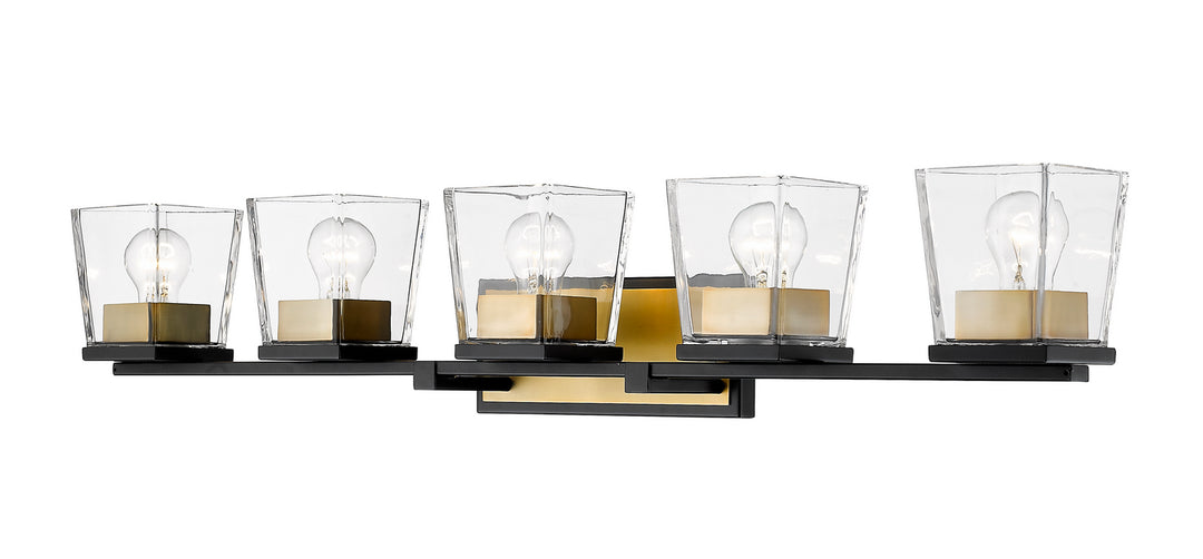 Z-Lite Canada - 475-5V-MB-OBR - Five Light Vanity - Bleeker Street - Matte Black + Olde Brass