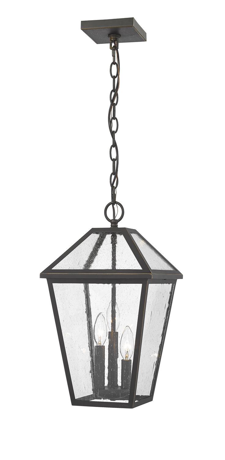 Talbot Three Light Outdoor Chain Mount Ceiling Fixture in Oil Rubbed Bronze - available from The Lighting Shoppe, trusted by Canadian homeowners