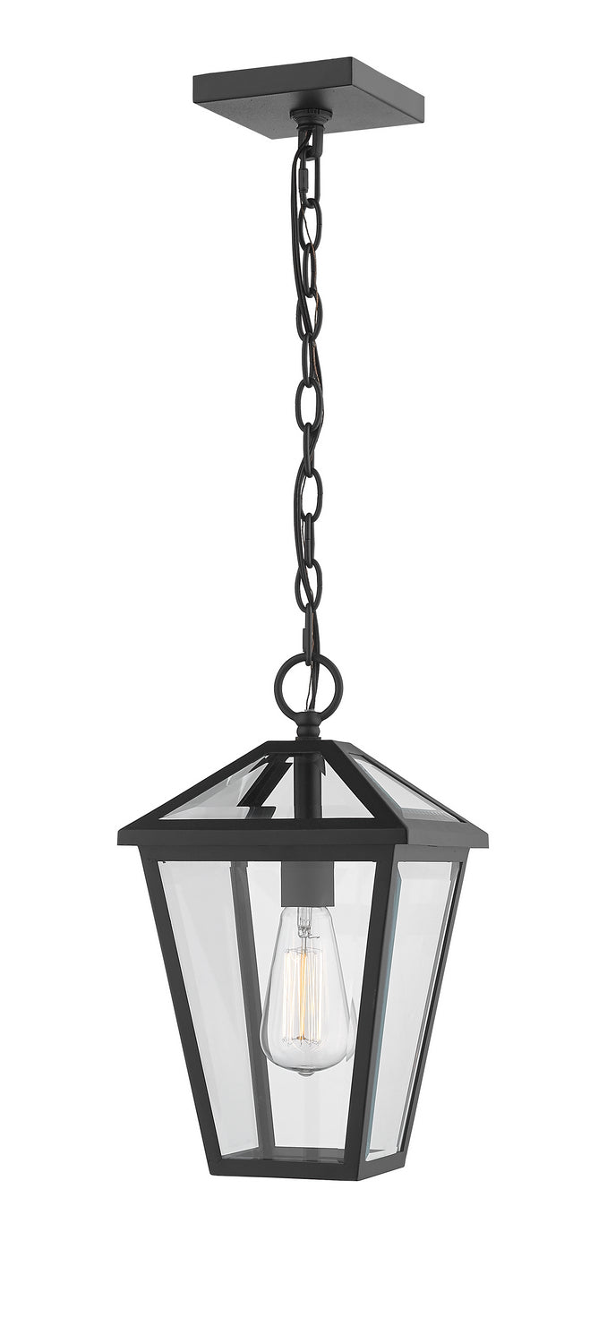 Talbot One Light Outdoor Chain Mount Ceiling Fixture in Black - available from The Lighting Shoppe, trusted by Canadian homeowners