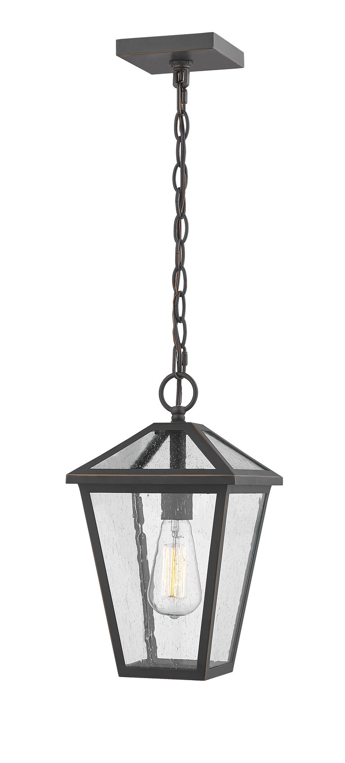 Talbot One Light Outdoor Chain Mount Ceiling Fixture in Oil Rubbed Bronze - available from The Lighting Shoppe, trusted by Canadian homeowners