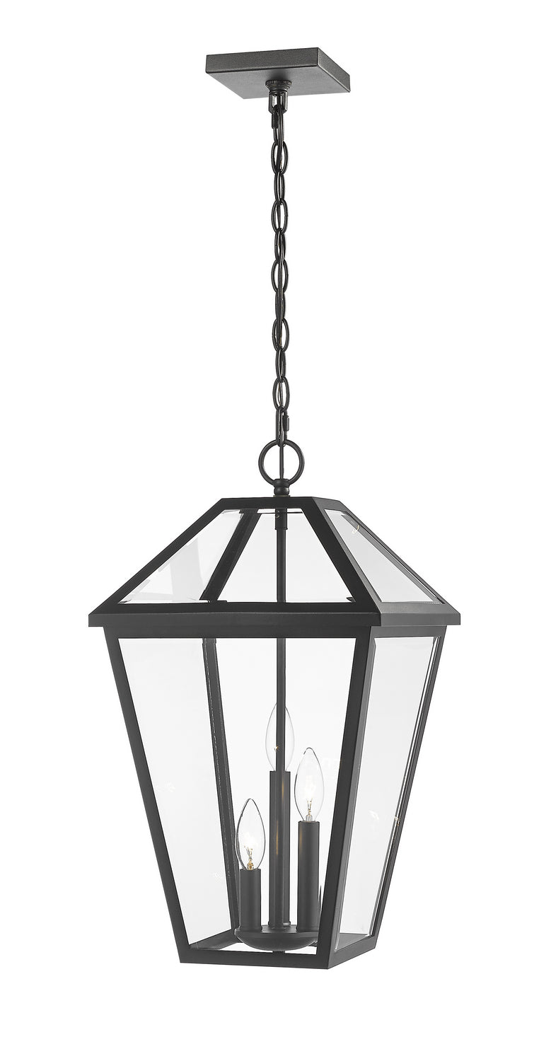 Talbot Three Light Outdoor Chain Mount Ceiling Fixture in Black - available from The Lighting Shoppe, trusted by Canadian homeowners