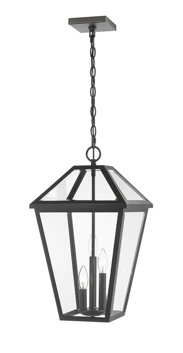 Talbot Three Light Outdoor Chain Mount Ceiling Fixture in Black - available from The Lighting Shoppe, trusted by Canadian homeowners
