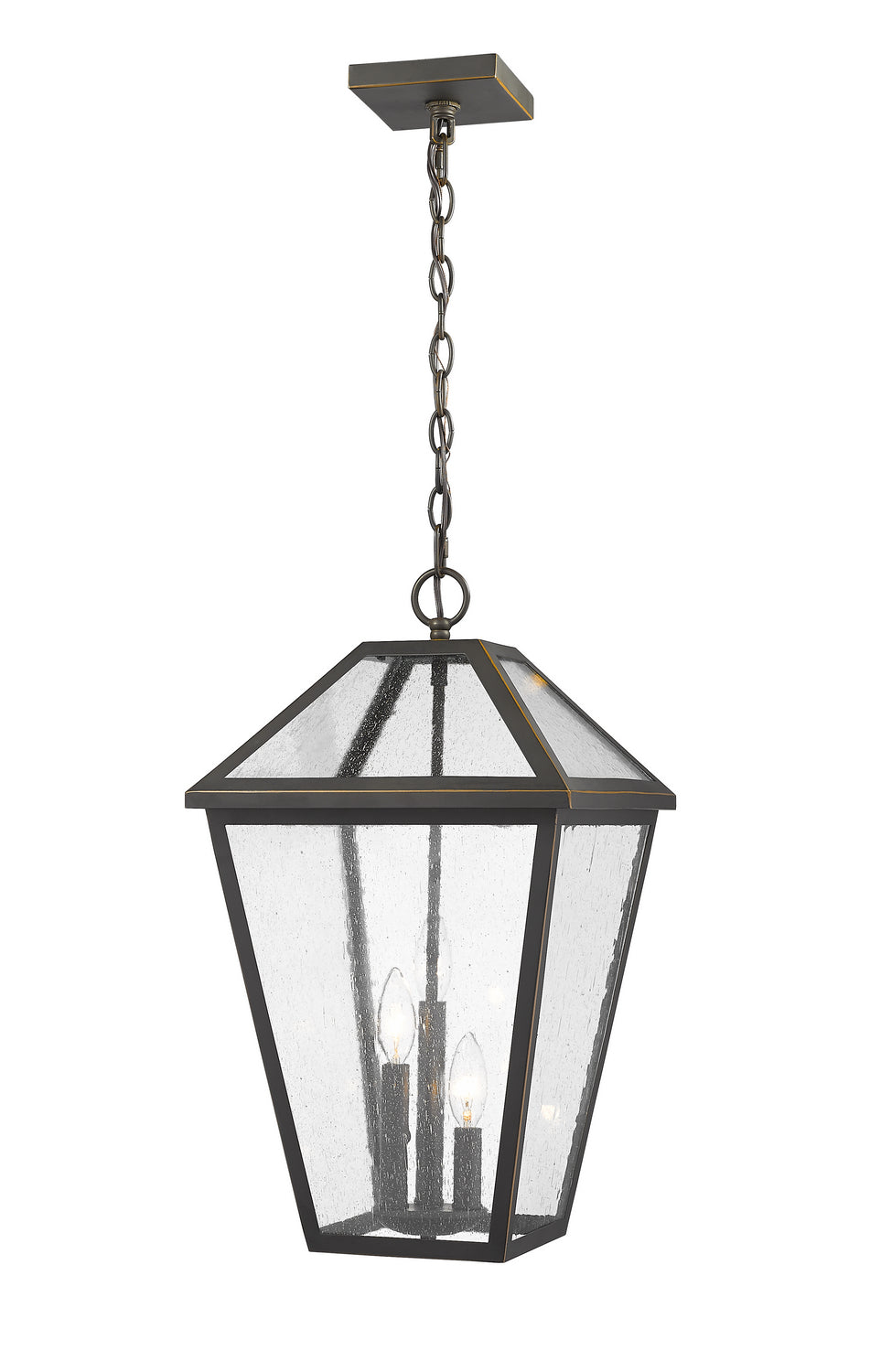 Talbot Three Light Outdoor Chain Mount Ceiling Fixture in Oil Rubbed Bronze - available from The Lighting Shoppe, trusted by Canadian homeowners