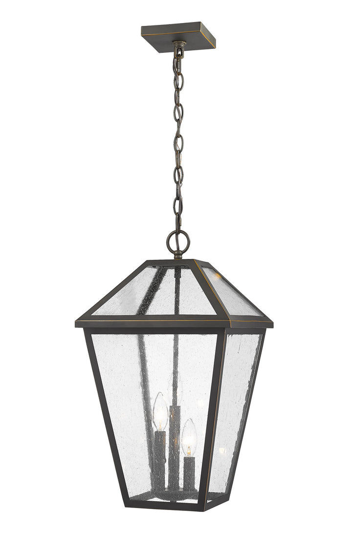 Talbot Three Light Outdoor Chain Mount Ceiling Fixture in Oil Rubbed Bronze - available from The Lighting Shoppe, trusted by Canadian homeowners