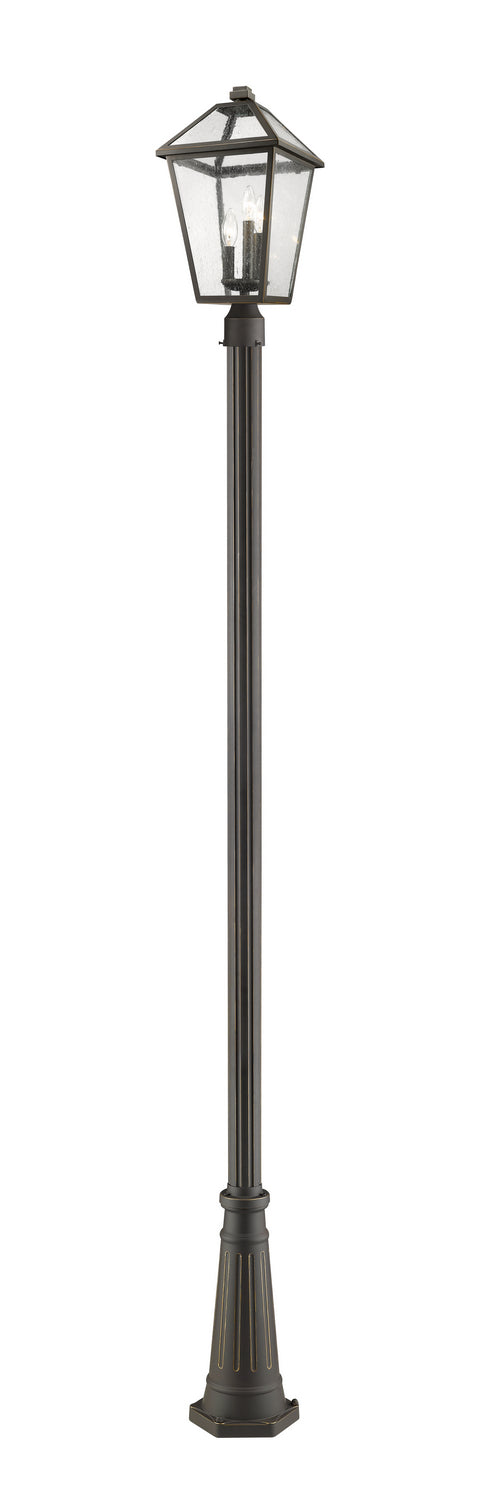 Talbot Three Light Outdoor Post Mounted Fixture in Oil Rubbed Bronze - available from The Lighting Shoppe, trusted by Canadian homeowners