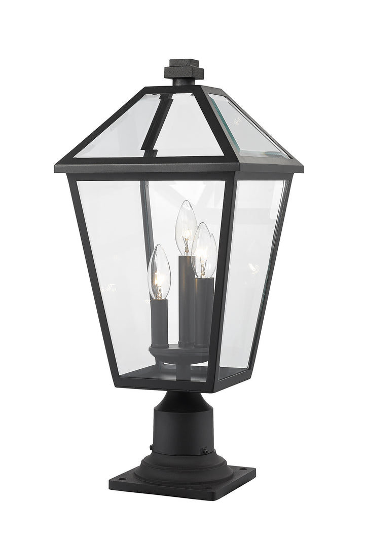 Talbot Three Light Outdoor Pier Mounted Fixture in Black - available from The Lighting Shoppe, trusted by Canadian homeowners