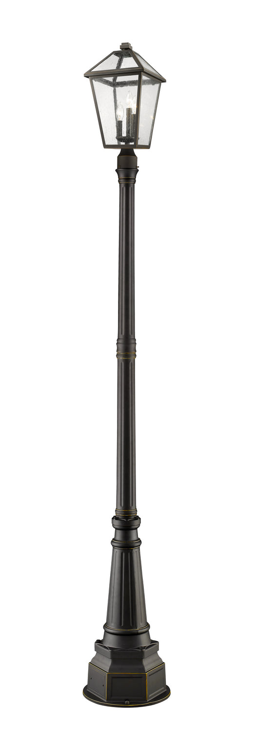 Talbot Three Light Outdoor Post Mounted Fixture in Oil Rubbed Bronze - available from The Lighting Shoppe, trusted by Canadian homeowners