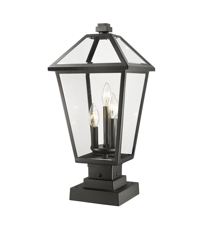 Talbot Three Light Outdoor Pier Mounted Fixture in Black - available from The Lighting Shoppe, trusted by Canadian homeowners