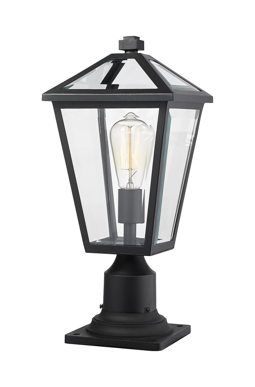 Talbot One Light Outdoor Pier Mounted Fixture in Black - available from The Lighting Shoppe, trusted by Canadian homeowners
