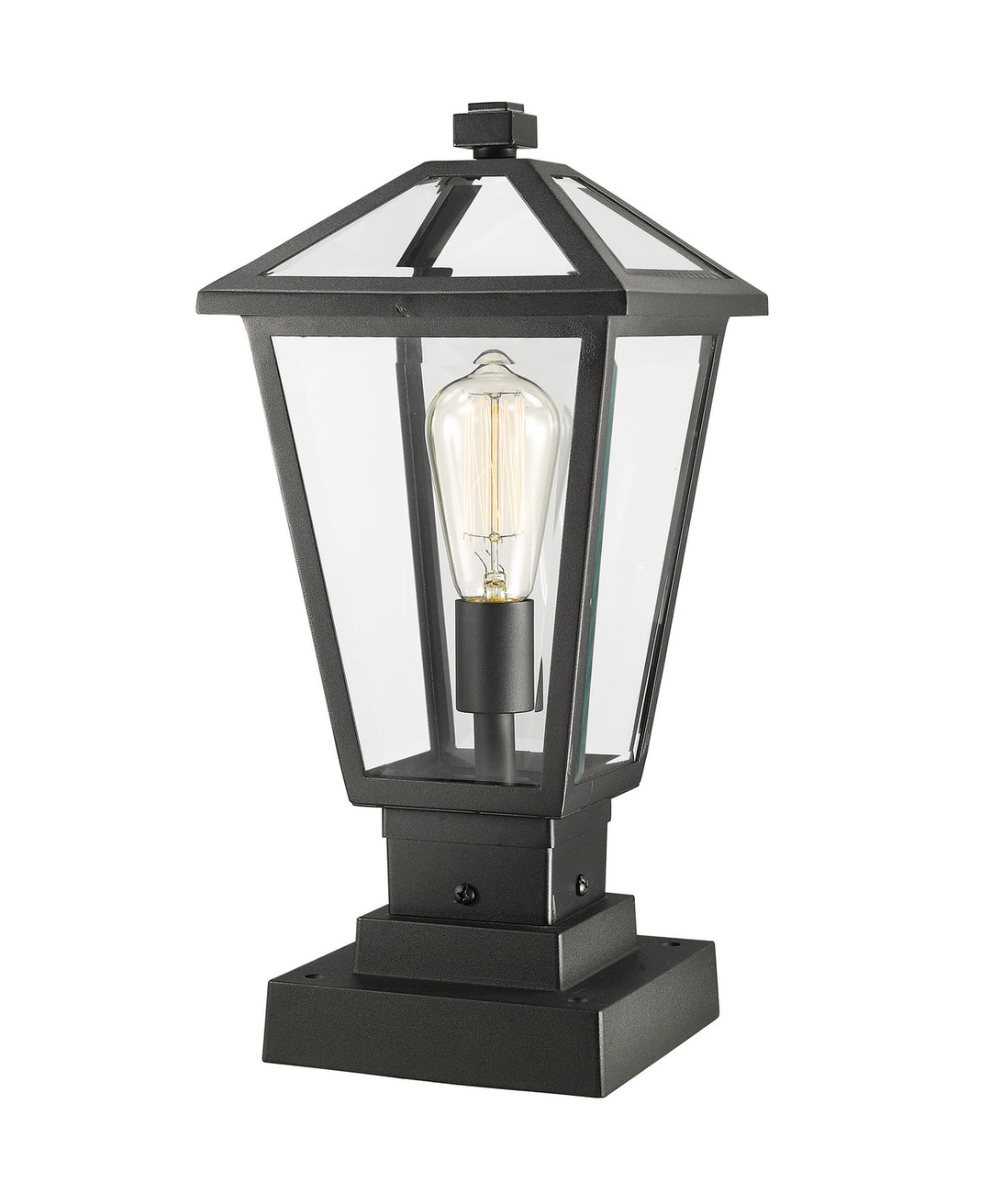 Talbot One Light Outdoor Pier Mounted Fixture in Black - available from The Lighting Shoppe, trusted by Canadian homeowners
