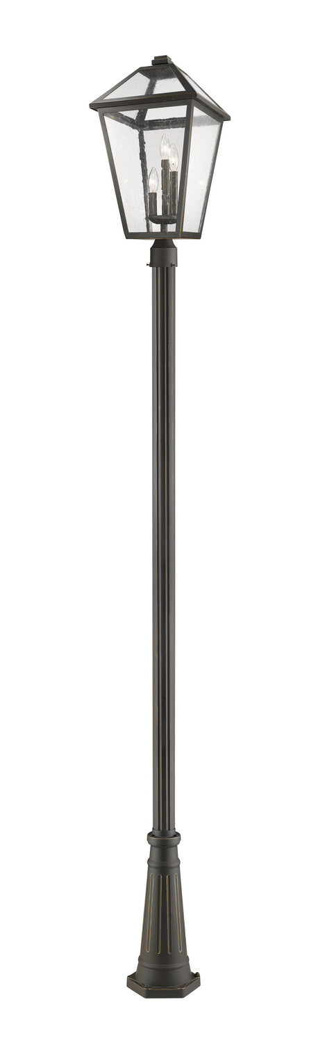 Talbot Three Light Outdoor Post Mounted Fixture in Oil Rubbed Bronze - available from The Lighting Shoppe, trusted by Canadian homeowners