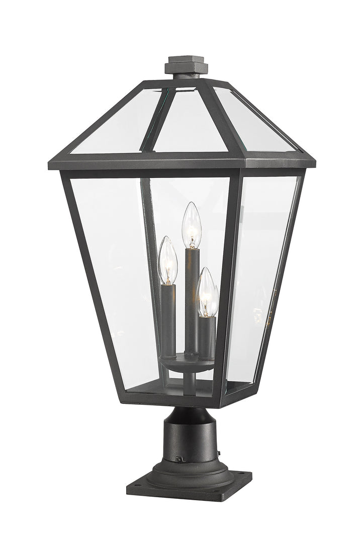 Talbot Three Light Outdoor Pier Mounted Fixture in Black - available from The Lighting Shoppe, trusted by Canadian homeowners
