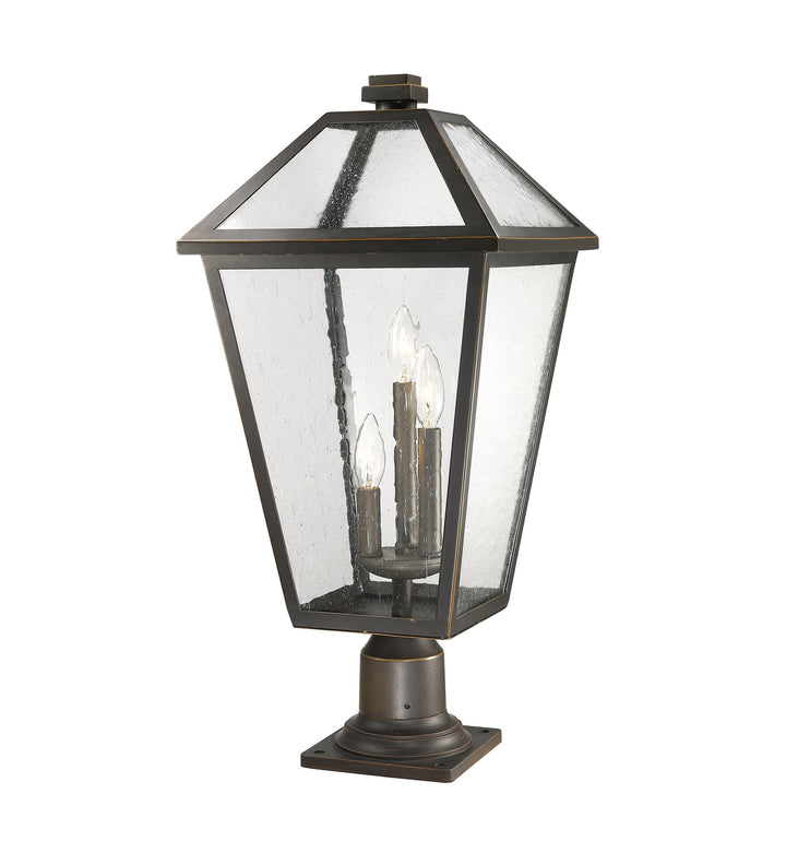 Talbot Three Light Outdoor Pier Mounted Fixture in Oil Rubbed Bronze - available from The Lighting Shoppe, trusted by Canadian homeowners