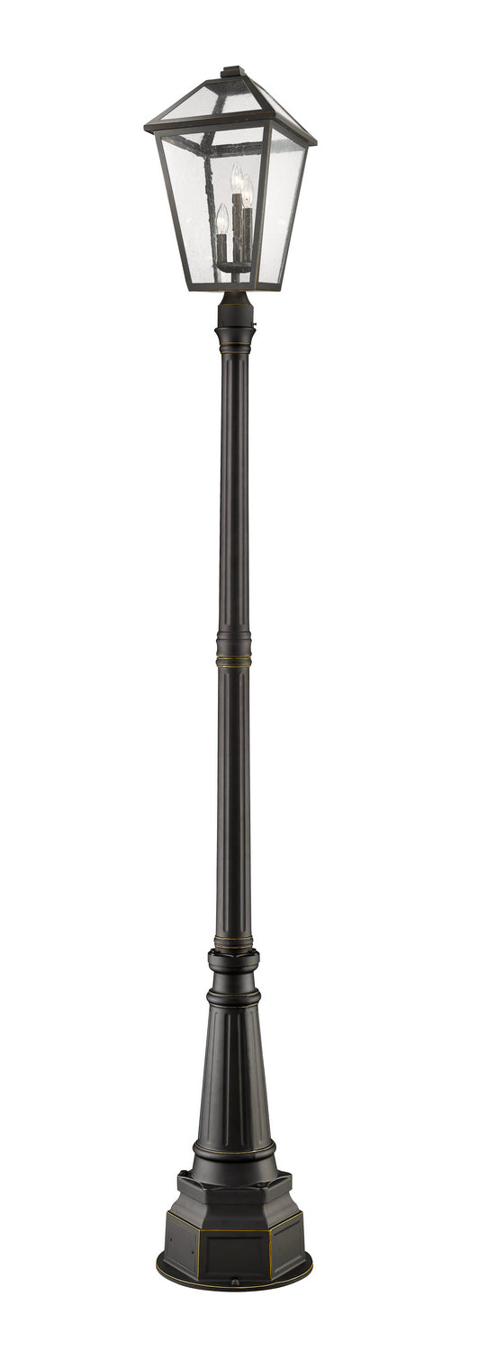 Talbot Three Light Outdoor Post Mounted Fixture in Oil Rubbed Bronze - available from The Lighting Shoppe, trusted by Canadian homeowners