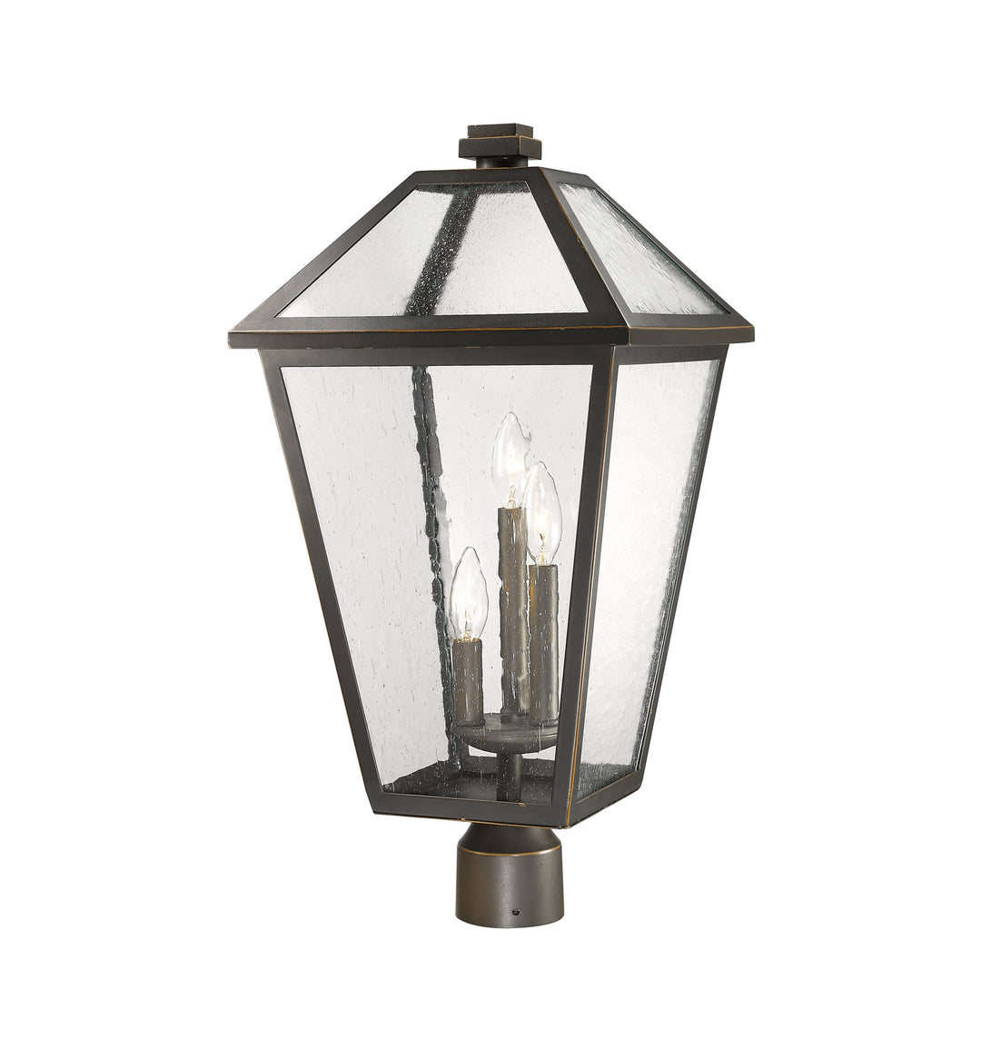 Talbot Three Light Outdoor Post Mount Fixture in Oil Rubbed Bronze - available from The Lighting Shoppe, trusted by Canadian homeowners