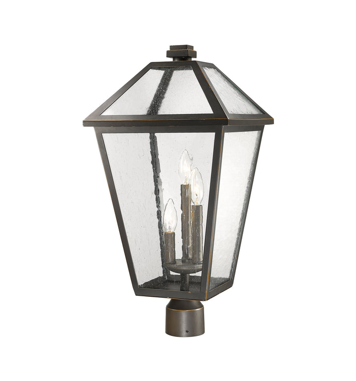 Talbot Three Light Outdoor Post Mount Fixture in Oil Rubbed Bronze - available from The Lighting Shoppe, trusted by Canadian homeowners