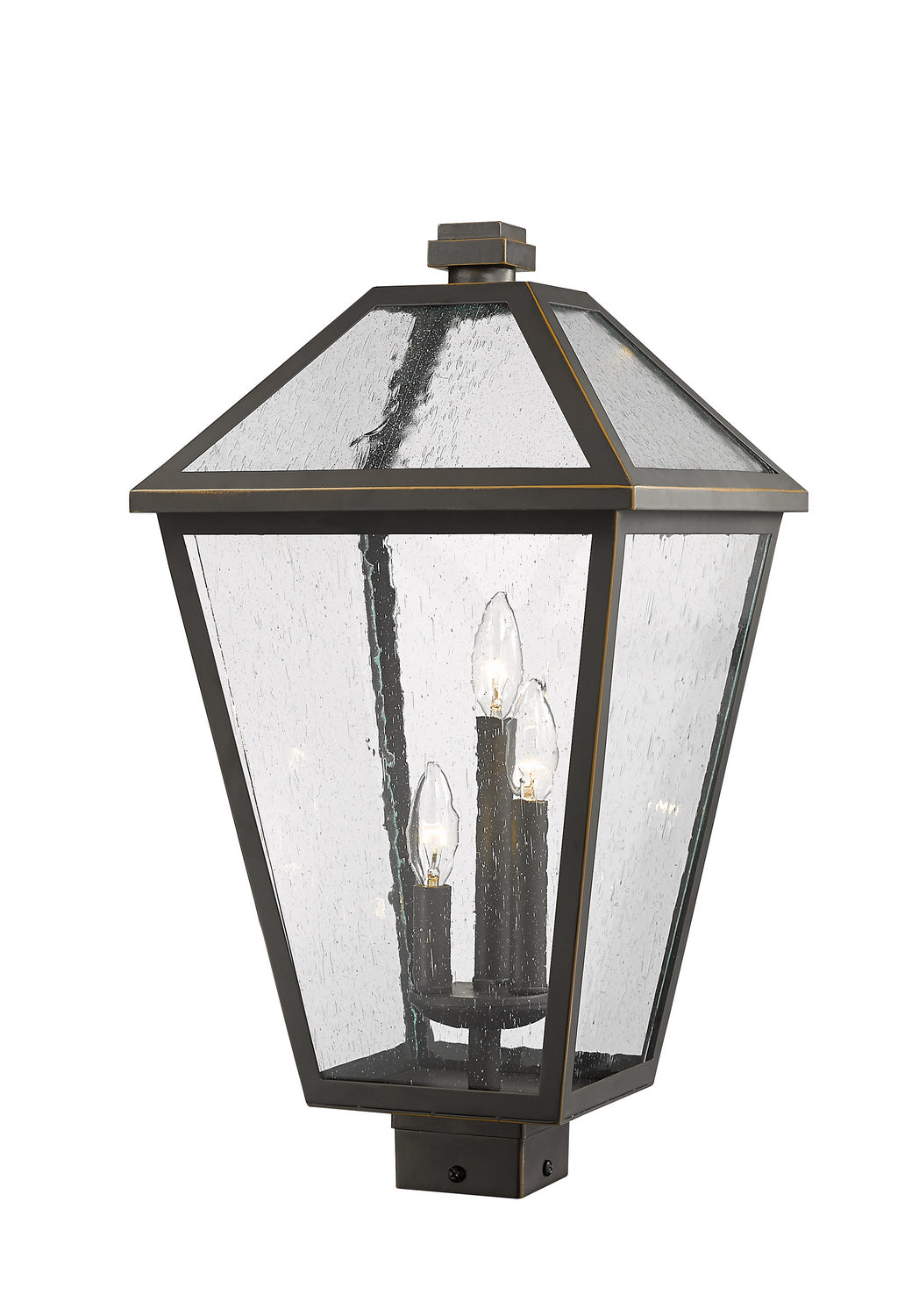 Talbot Three Light Outdoor Post Mount Fixture in Oil Rubbed Bronze - available from The Lighting Shoppe, trusted by Canadian homeowners