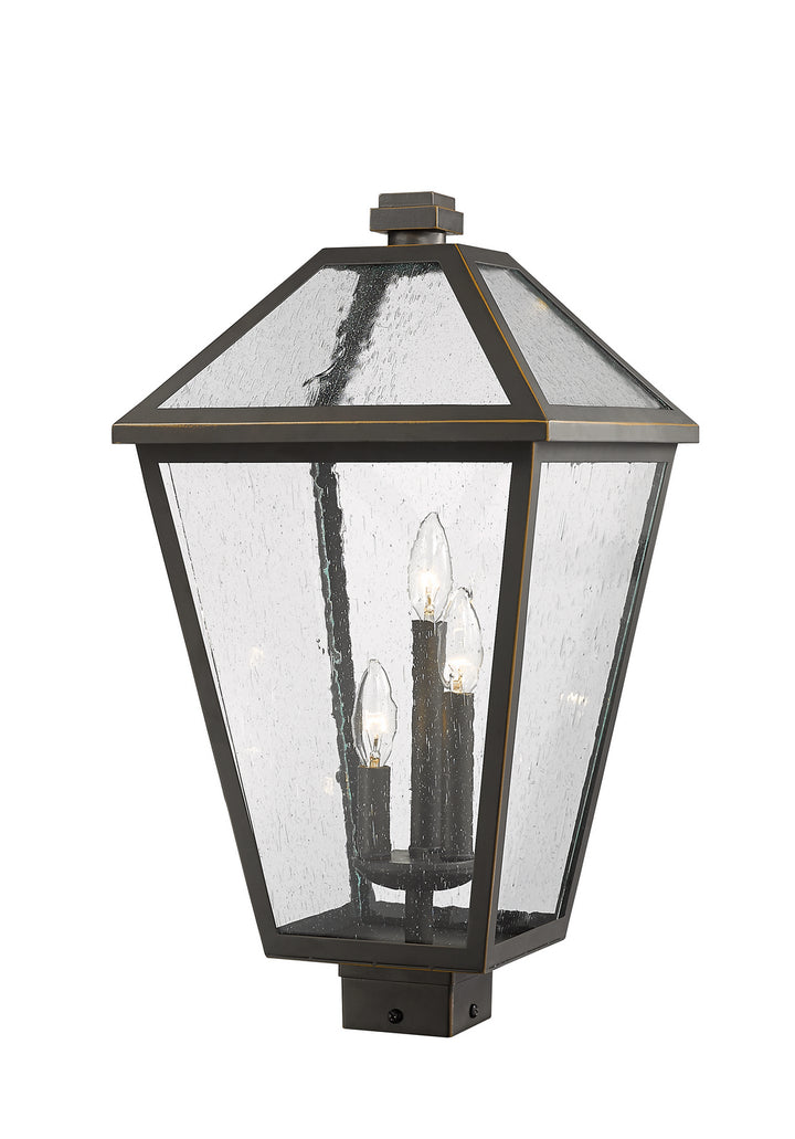 Talbot Three Light Outdoor Post Mount Fixture in Oil Rubbed Bronze - available from The Lighting Shoppe, trusted by Canadian homeowners