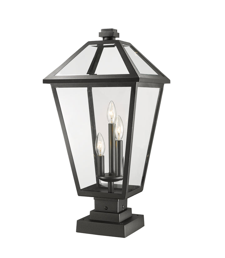 Talbot Three Light Outdoor Pier Mounted Fixture in Black - available from The Lighting Shoppe, trusted by Canadian homeowners