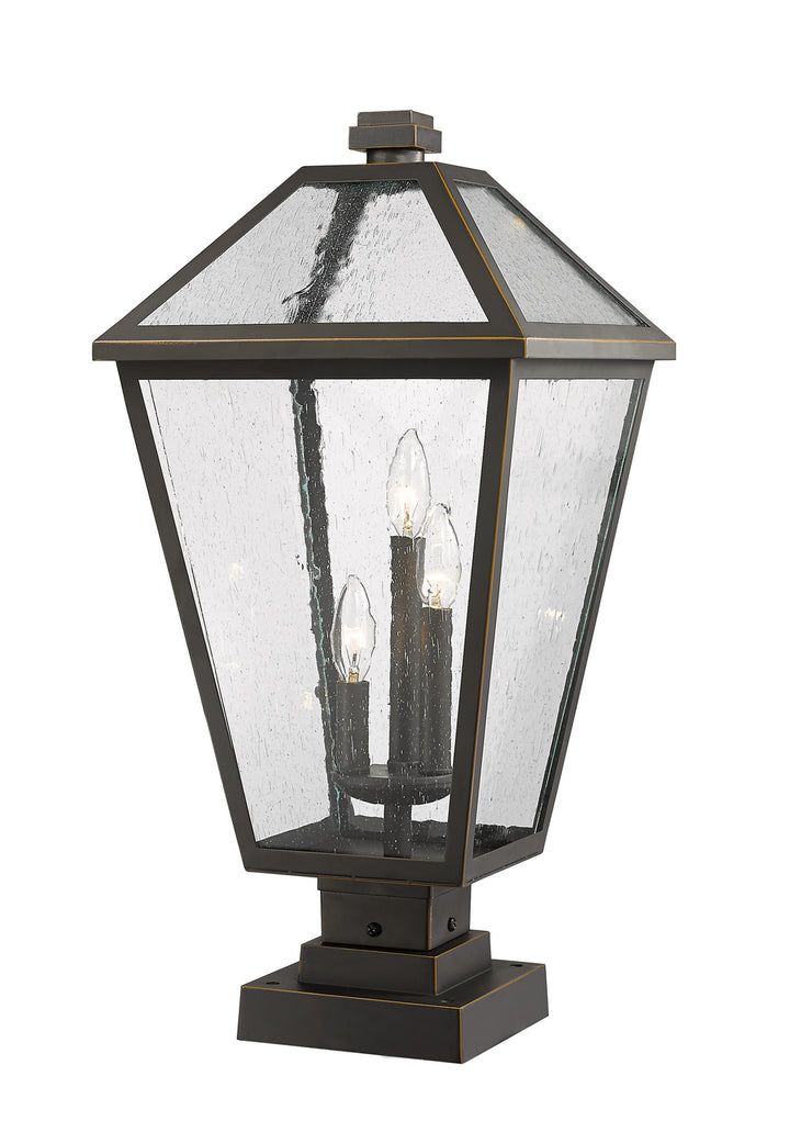 Talbot Three Light Outdoor Pier Mounted Fixture in Oil Rubbed Bronze - available from The Lighting Shoppe, trusted by Canadian homeowners