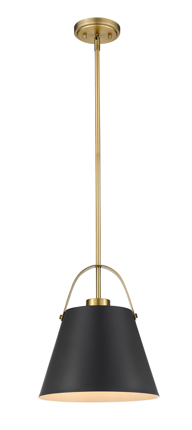 Z-Studio One Light Pendant in Matte Black + Heritage Brass - available from The Lighting Shoppe, trusted by Canadian homeowners