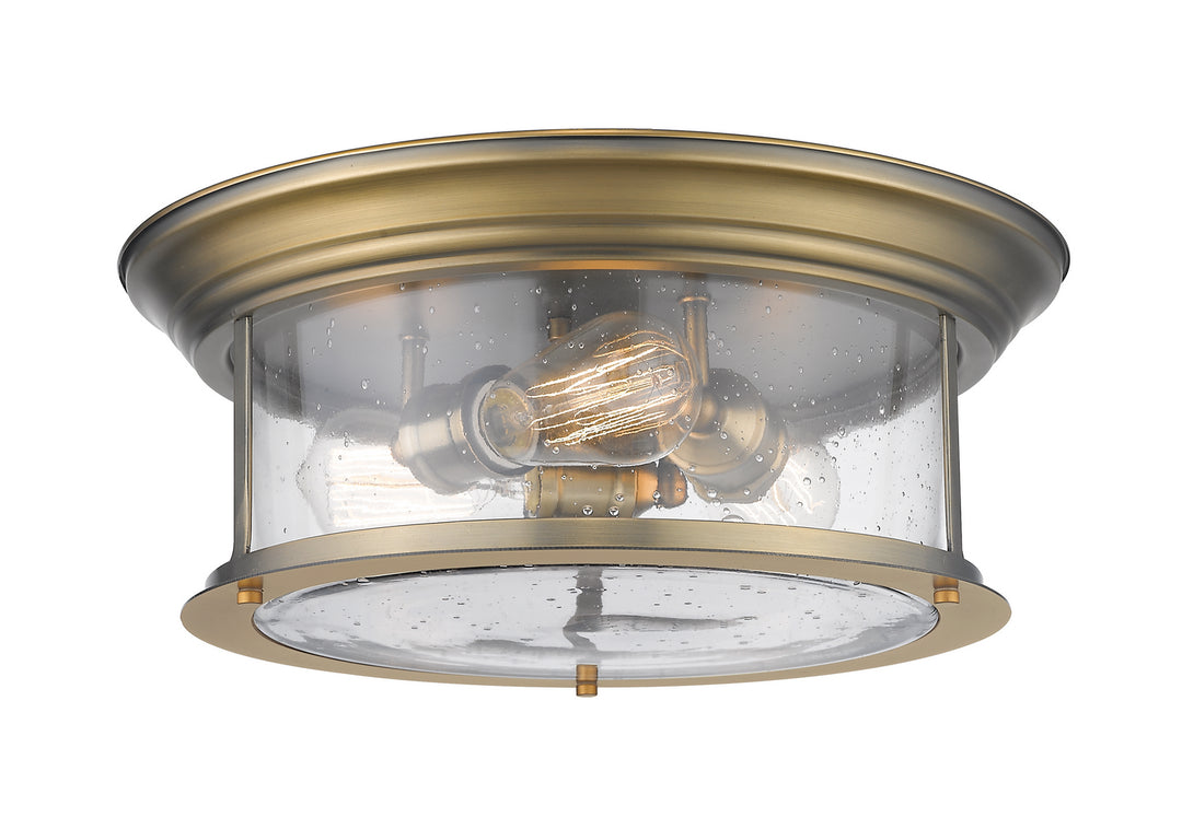 Sonna Three Light Flush Mount in Heritage Brass - available from The Lighting Shoppe, trusted by Canadian homeowners
