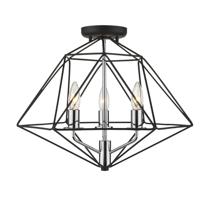 Z-Lite Canada - 918SF-MB-CH - Three Light Semi Flush Mount - Geo - Matte Black + Chrome