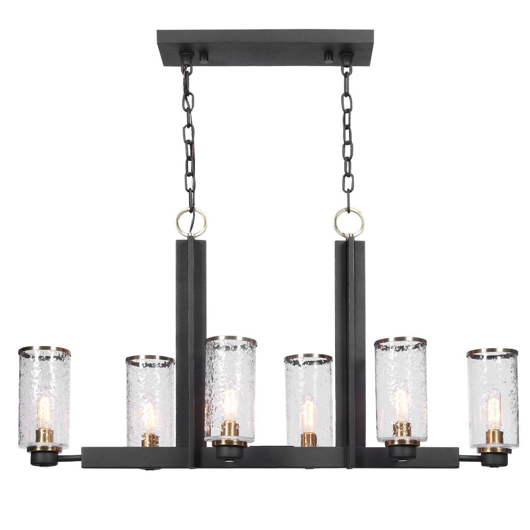 Jarsdel Six Light Island Pendant in Black & Antique Brass - available from The Lighting Shoppe, trusted by Canadian homeowners
