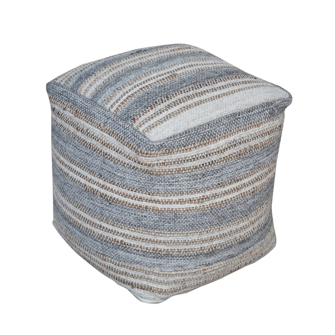 Mesick Pouf in Light Gray, Cream, And Natural Tones - available from The Lighting Shoppe, trusted by Canadian homeowners
