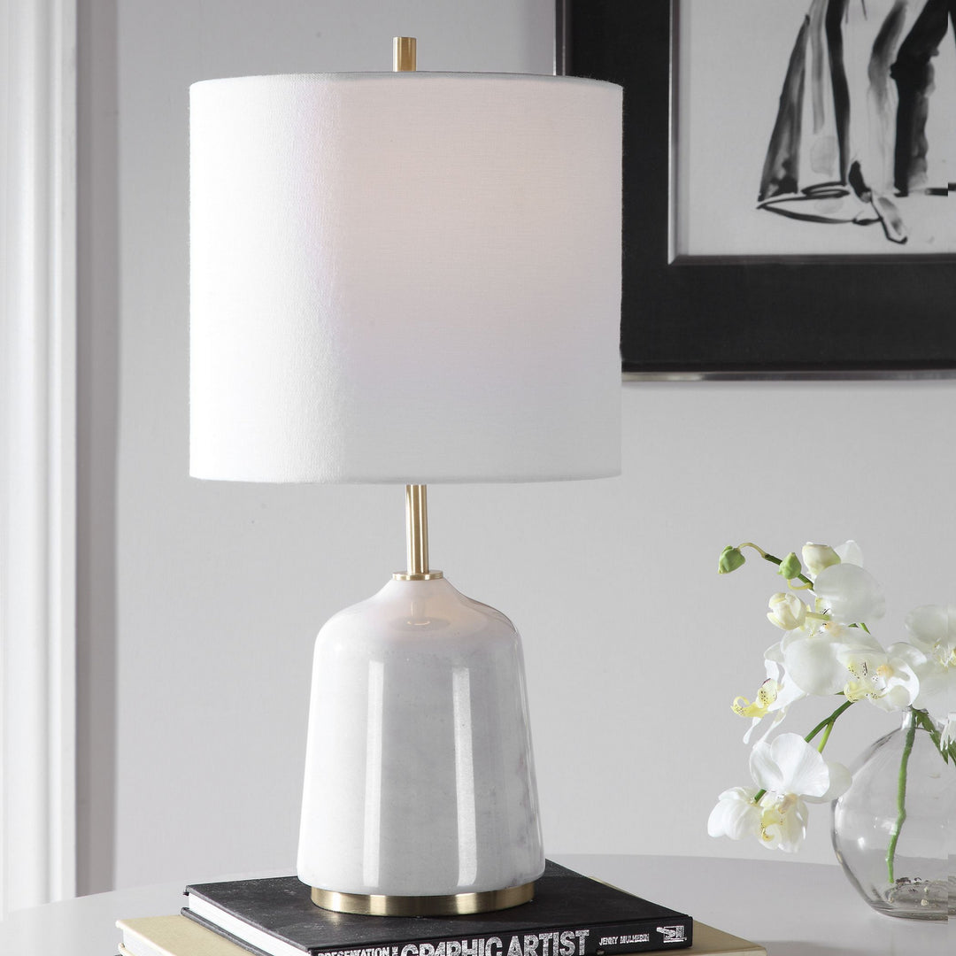 Eloise One Light Table Lamp in Brushed Light Brass - available from The Lighting Shoppe, trusted by Canadian homeowners