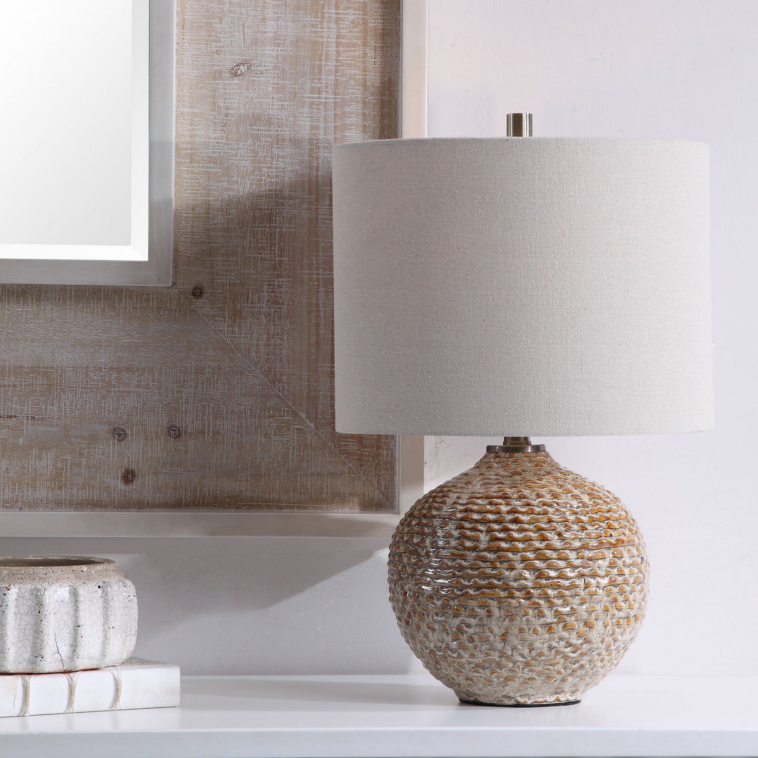 Lagos One Light Table Lamp in Brushed Brass - available from The Lighting Shoppe, trusted by Canadian homeowners