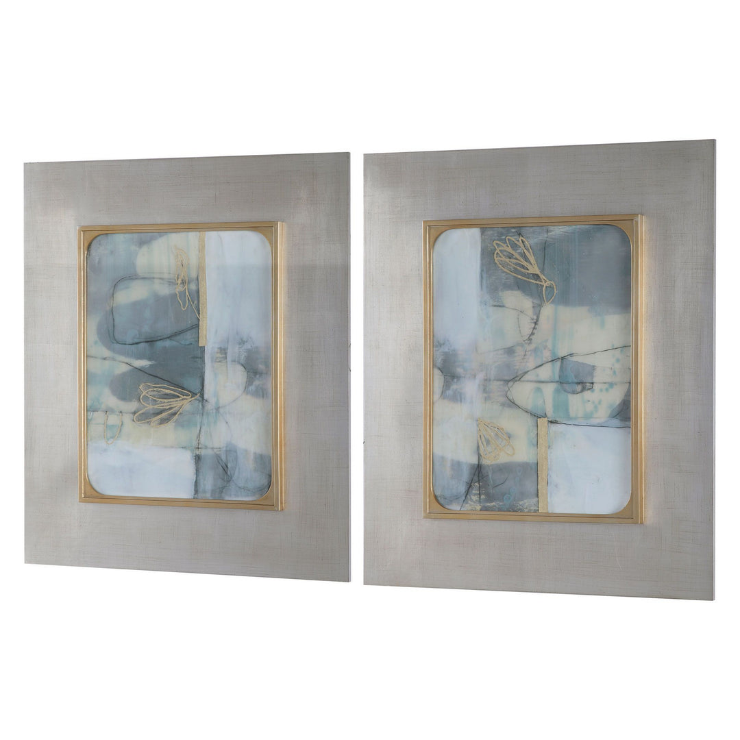 Gilded Whimsy Abstract Prints, S/2 in Silver Leaf - available from The Lighting Shoppe, trusted by Canadian homeowners