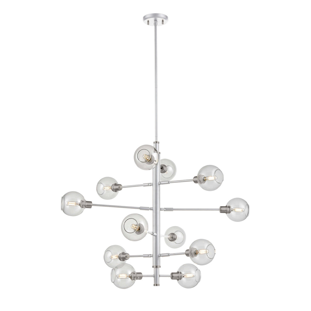Ocean Drive 12 Light Foyer Pendant in Satin Nickel And Chrome With Clear Glass - available from The Lighting Shoppe, trusted by Canadian homeowners
