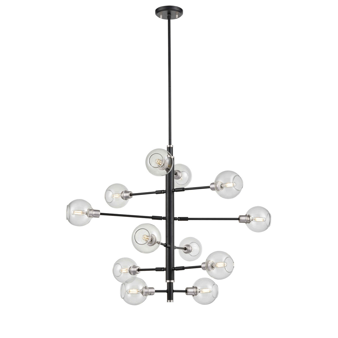 Ocean Drive 12 Light Foyer Pendant in Satin Nickel And Graphite With Clear Glass - available from The Lighting Shoppe, trusted by Canadian homeowners