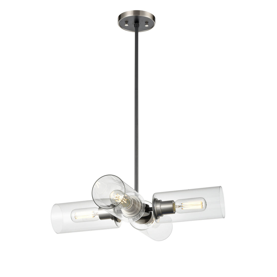 Barker Four Light Pendant in Satin Nickel And Graphite With Clear Glass - available from The Lighting Shoppe, trusted by Canadian homeowners